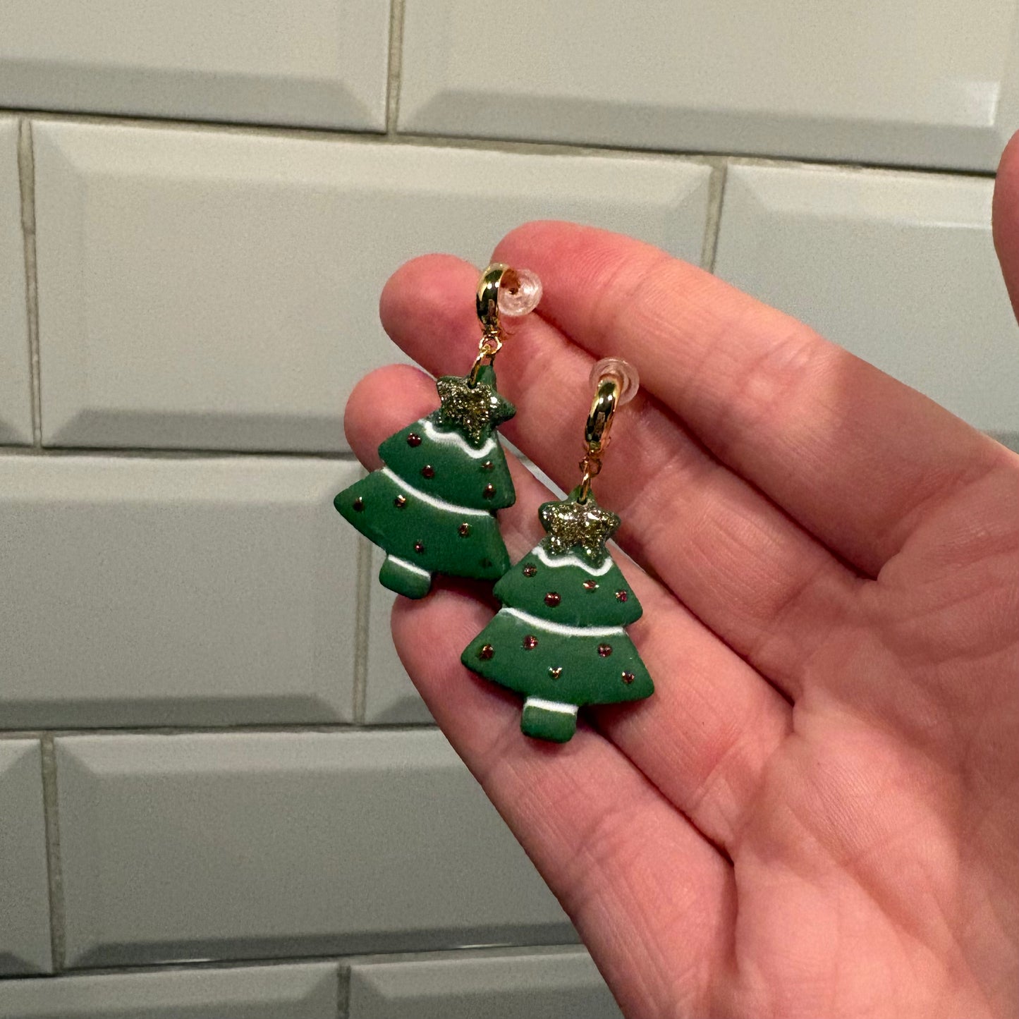 Glitter tree half hoops