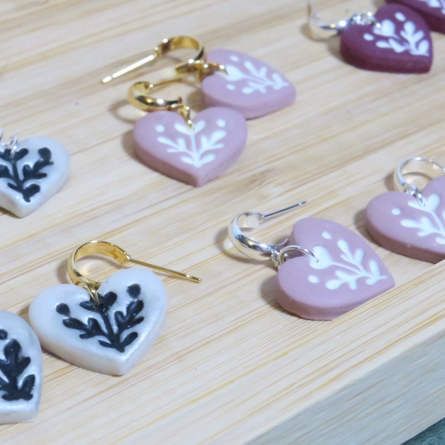 Boho heart half hoops