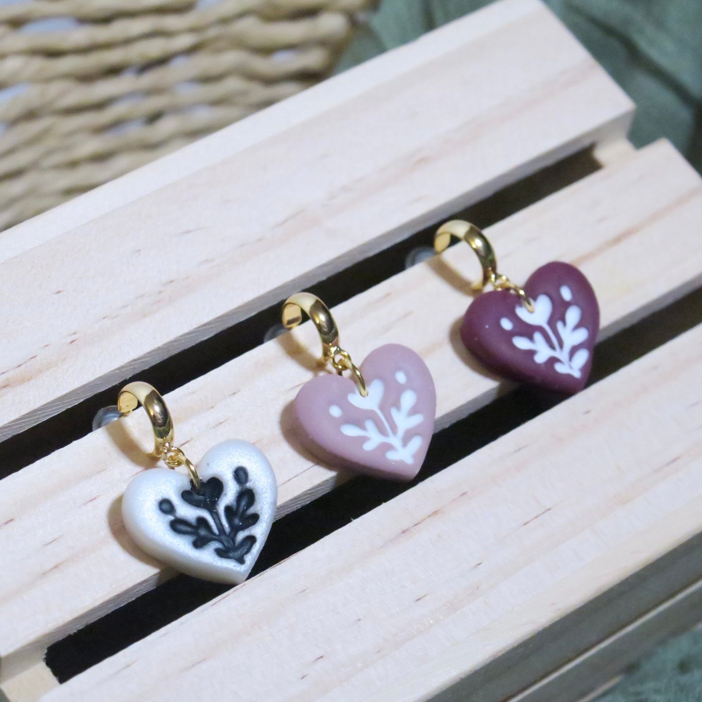 Boho heart half hoops